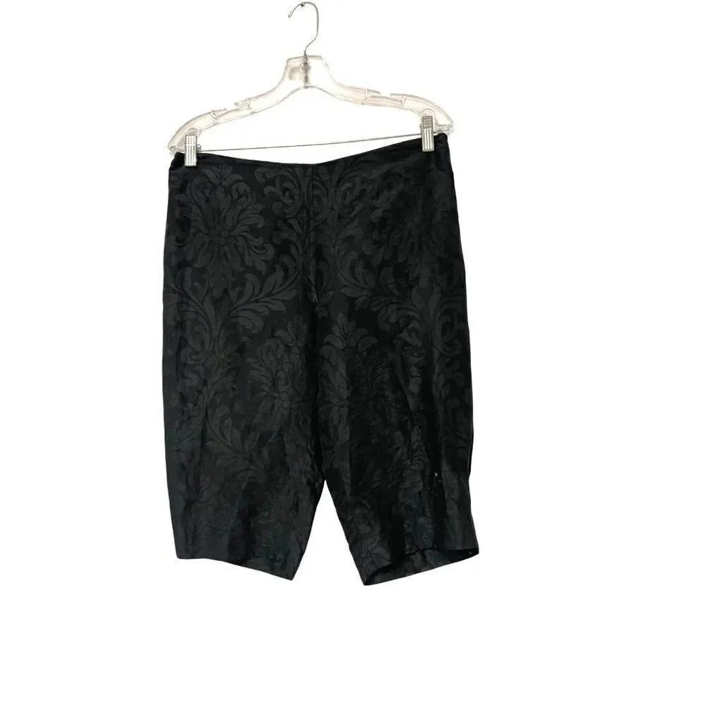 Magaschoni Womens Bermuda Shorts Sz 8 Black Lace Pockets knee length NWT